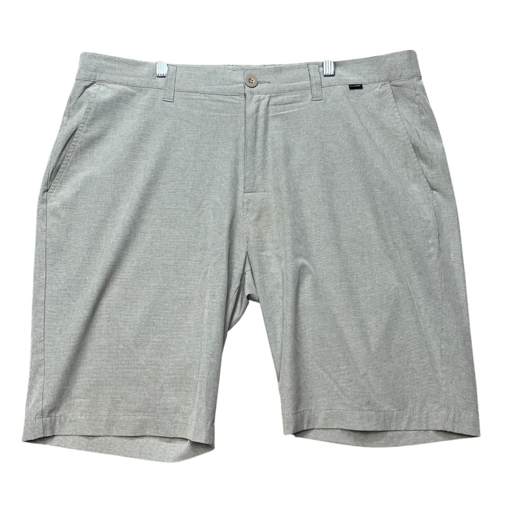 TravisMathew Golf Shorts Mens 38 Gray Khaki Stretch Performance Micro-Texture